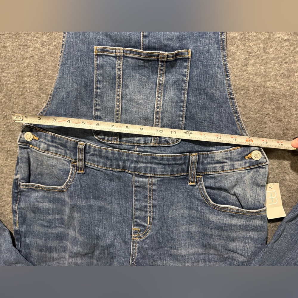 Maurices Denim Bib Flare Overalls Womens 12 (inseam 32) blue stretch western NWT - Picture 8 of 15